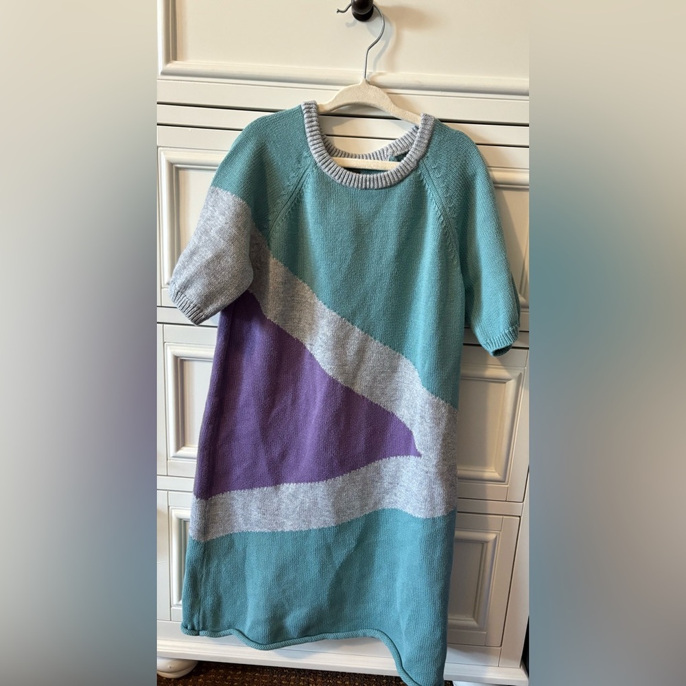 Tea Collection Teal and Purple Colorblock Dress size L 8-10